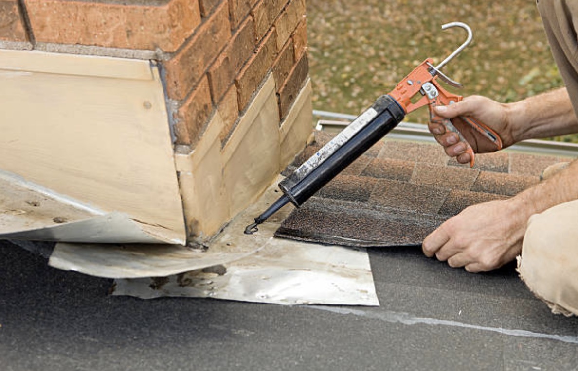 repairing some damage roof area