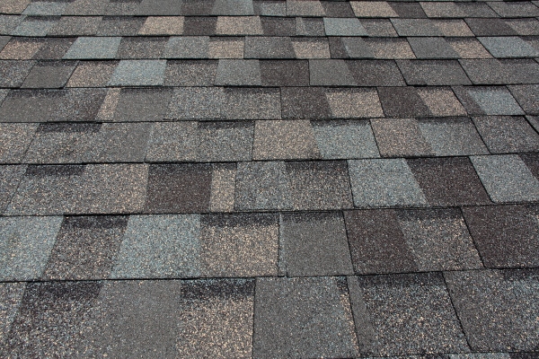 close up of grey architectural shingles