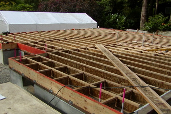 example of roofing joists under construction